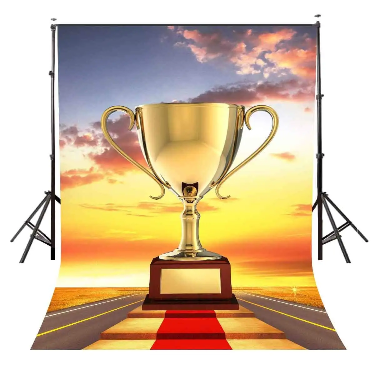 5x7ft A Huge Golden Trophy Backdrop Stairs Leading to Victory Photography Background Studio Props | Электроника