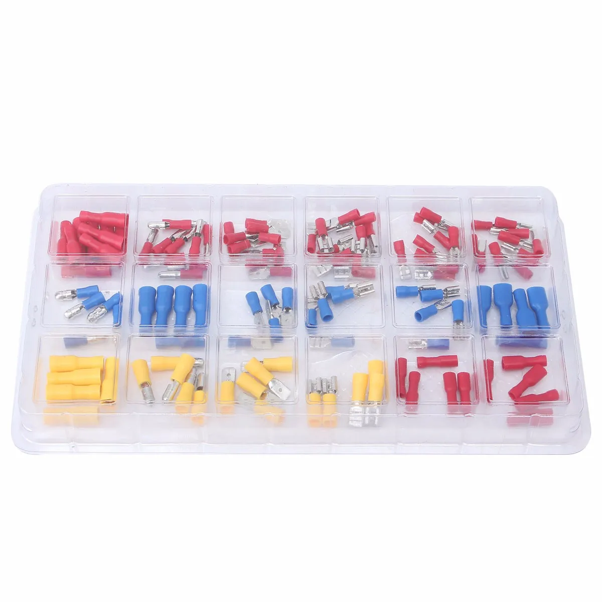 

SWILET 120Pcs PVC Assorted Insulated Electrical Wire Terminal Crimp Connector Spade Set Kit Insulated Cord Pin End