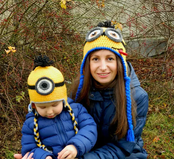 2017 autumn and winter baby hat small yellow people hand woven wool hat