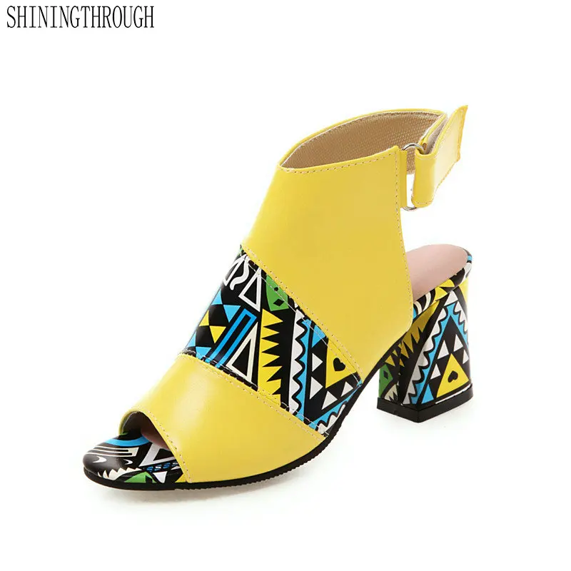 

NEMAONE 2019 Fashion Prints Women sandal High Heels Party Wedding Shoes Woman pee Toe Summer Basic Pumps large size 41 42 43