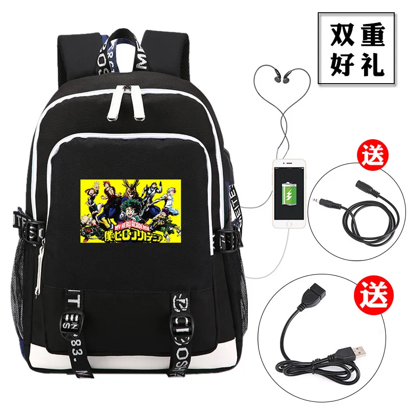 Высокое качество рюкзак с принтом My Hero academic Bakugou Katsuki USB зарядный для ноутбука