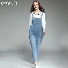 QMGOOD осень 5XL Большие размеры джинсы женские джинсовые комбинезоны стрейч Длинные модные сексуальные джинсы узкие брюки комбинезоны комбинезон мама джинсы
