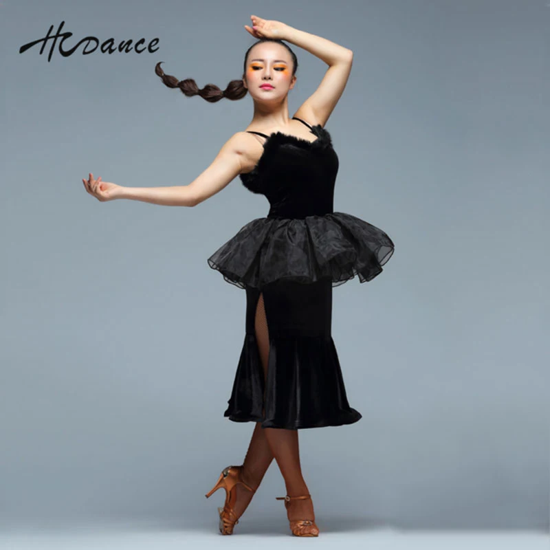 

2016 New Latin Polyester Silk Dance Vestido Girl Women Top Salsa Tango Rumba Flamengo Ballroom Dress Skirt Modern Costumes A336