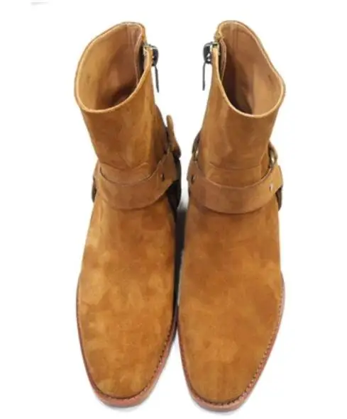 FR. LANCELOT/ г., ботинки челси с пряжкой мужские ботинки из натуральной кожи ботильоны в британском стиле с металлическими кольцами темно-коричневые мужские ботинки на молнии