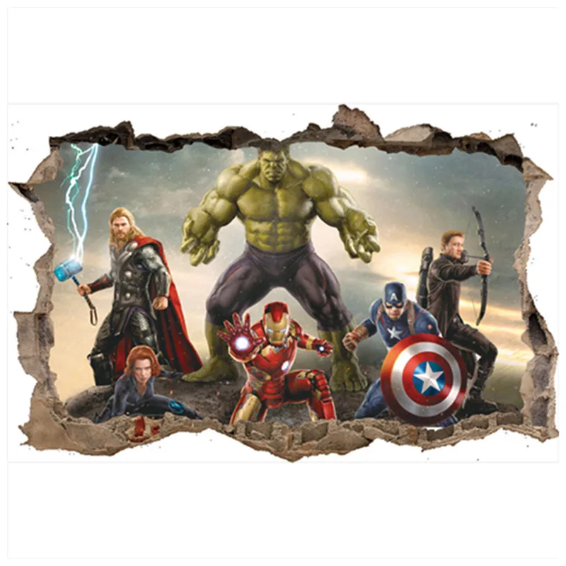 The Avengers anime broken wall decals Super Hero Iron Man
