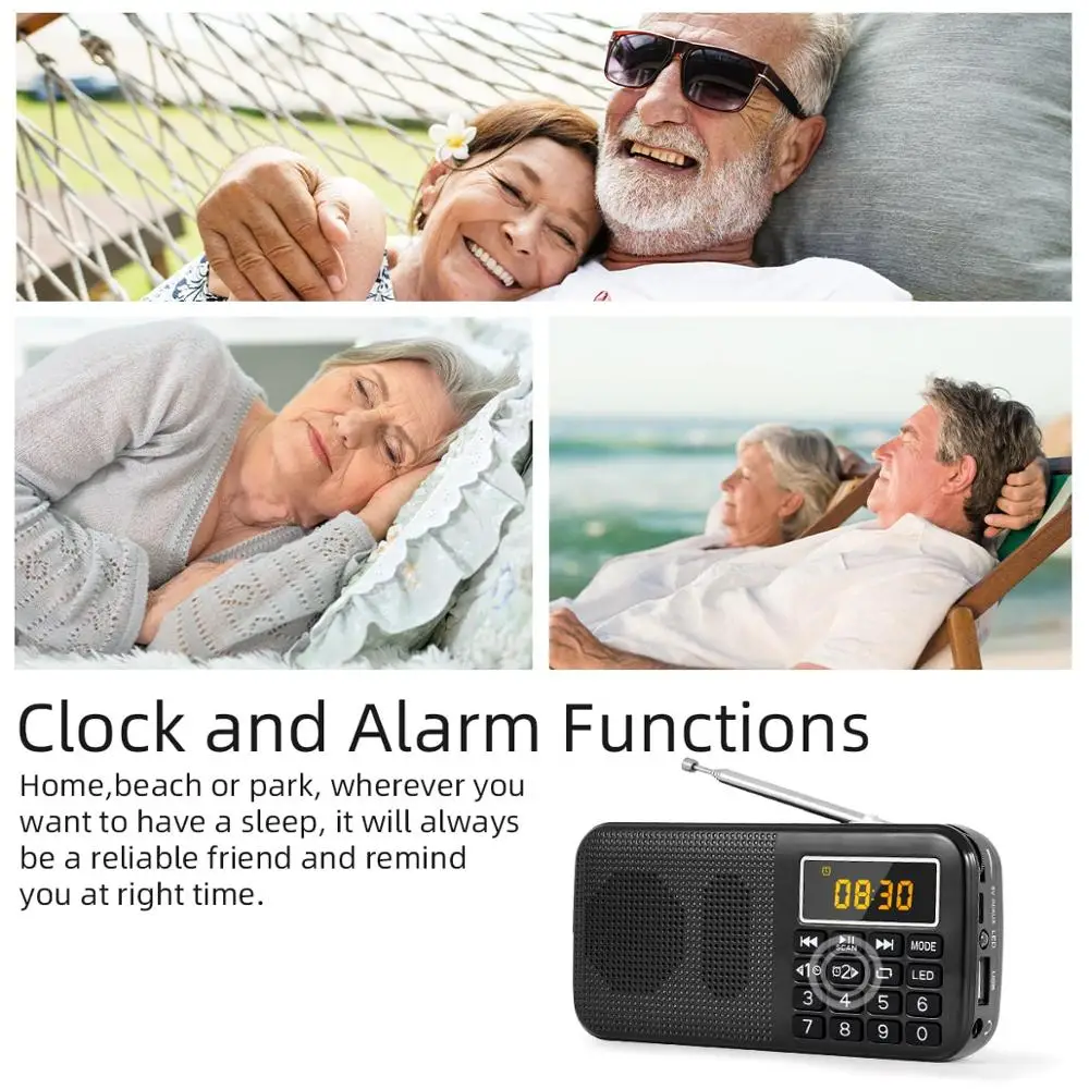 PRUNUS J 725 портативный FM радио приемник TF/USB/AUX MP3 музыкальный плеер аварийный