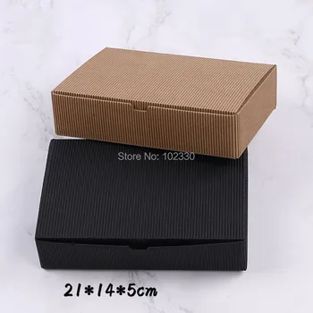 

100pcs Large Black/Brown Corrugated Paper Mooncake Box Rectangle Egg-Yolk Gift Package Boxes (21*14*5cm)