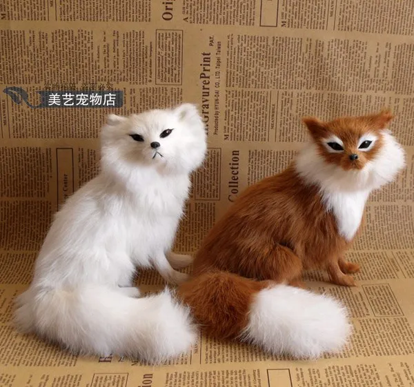 

simulation squatting fox 15x15x16cm toy model polyethylene&furs fox model home decoration props ,model gift d086