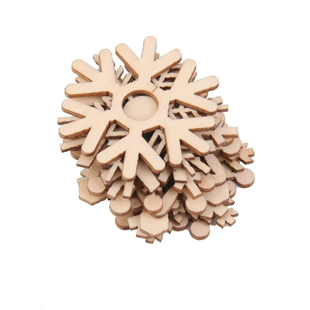 

10pcs Christmas Wooden Snowflakes Hanging Ornament Decoration Drop Pendants (Wood Color)