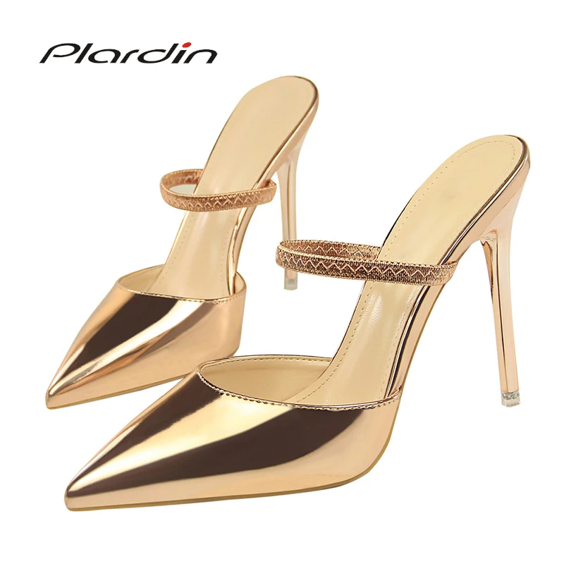 

Plardin Women Sandals Concise Fashion Ankle Strap Shoes Woman Pointed Toe Thin Heels women's Buckle Slingbacks Pumps High Heels