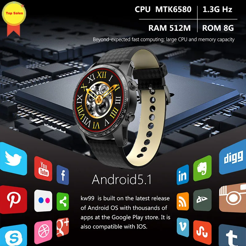 phone call 3G Smart Watches for men heart rate monitor GPS WIFI Positioning smart android watch for IOS xiaomi huawei vivo phone