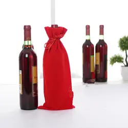 Фланель Wine Сумки Красный 20 штук 15x35 см Бархатный шнурок Вышивка Крестом Пакет вина Оливер бутылка масла держатель мешка 5.9 cm 13.8 "красный крем