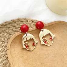 Серьги-гвоздики с фигурками, модные, темпераментные, металлические, румяна, милые, для девушек, серьги для женщин, серьги-гвоздики для женщин, ювелирные изделия