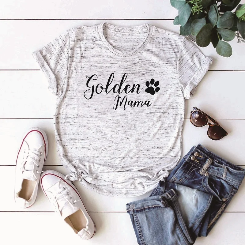 OKOUFEN/Новая модная футболка с надписью Golden Mama Повседневная летняя короткими