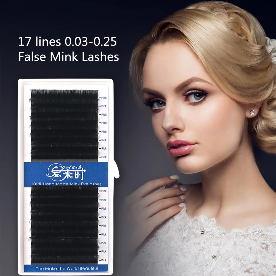 

New Arrival 17 Lines Eyelash Extensions Individual Natural 0.03-0.25mm Mink False Lashes Extension for professionals supplies