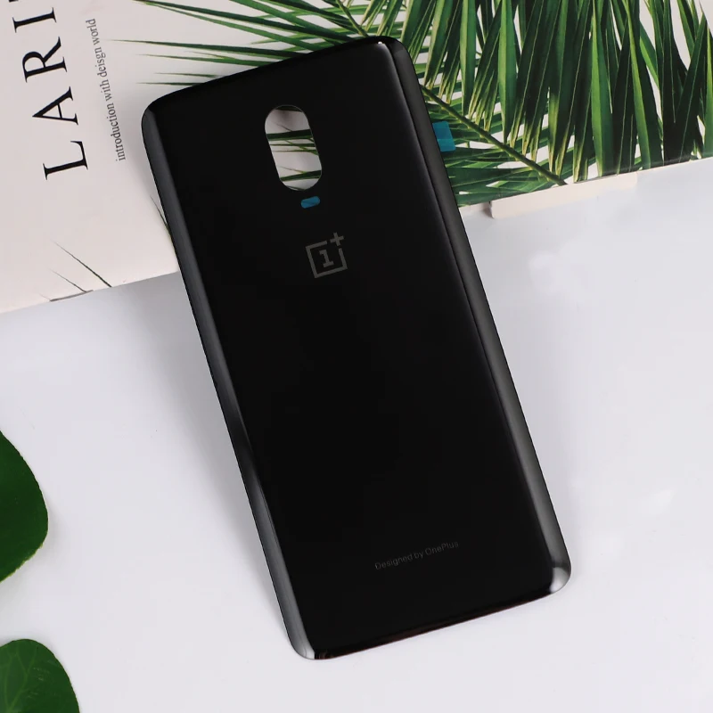 Oneplus6T корпус для Oneplus 6T One Plus стеклянная Задняя крышка батареи мобильного телефона запасные части чехол+ клей - Цвет: Черный