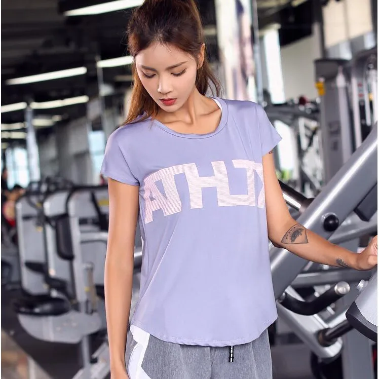 Женская Беговая быстросохнущая свободная фитнес дышащая футболка для йоги блузка