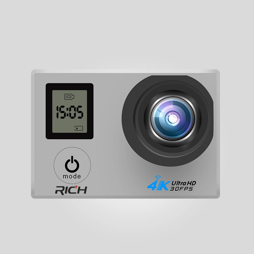 Экшн камера RICH V903D 4K/30FPS 2 7 K двойной ЖК дисплей 16 МП Wi Fi Спортивная 30 м