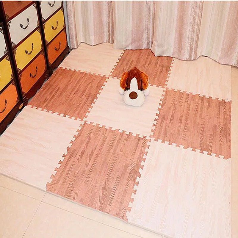 

2017 EVA Foam Mats Child Puzzle Carpet Imitation Wood Bedroom Living Room Rugs Home Floor Mats Stitching Map Baby Crawling Pad