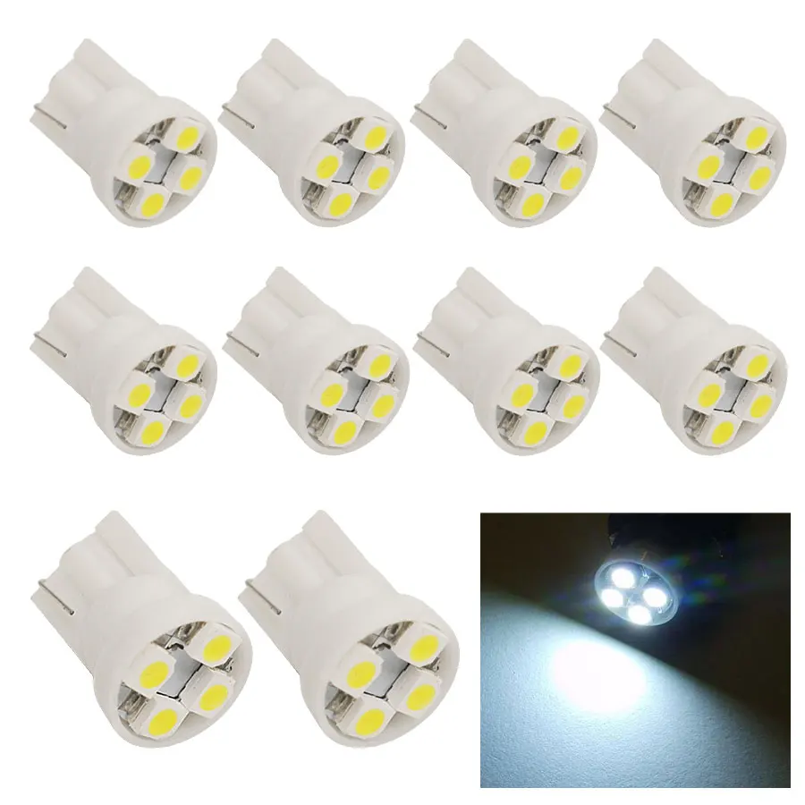 10 шт./лот T10 W5W 4 SMD 1210 3528 Светодиодная лампа Canbus без ошибок автомобильные