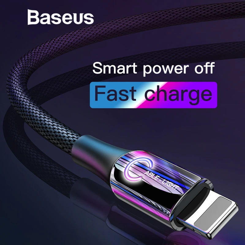Baseus Intelligent Power Off USB Cable for iPhone x xs max Charging Cable C-Type Breathe Lighting for iPhone Charger Cable Baseus Intelligent Power Off USB Cable for iPhone x xs max Charging Cable C-Type Breathe Lighting for iPhone Charger Cable