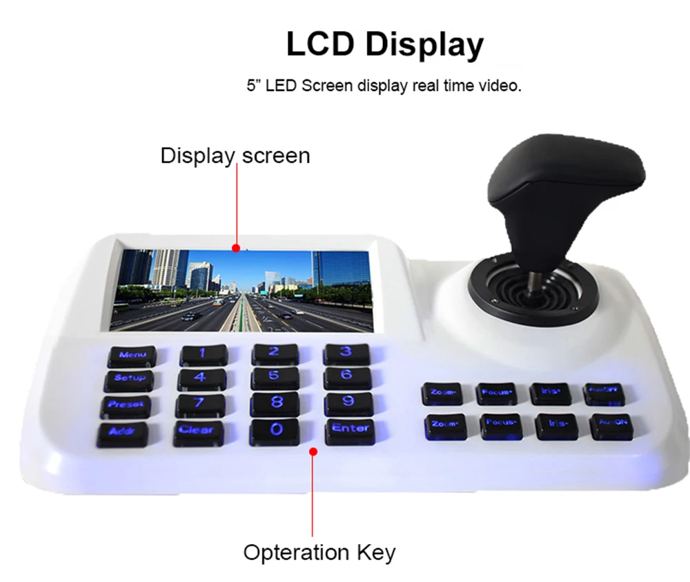  Inesun Onvif CCTV IP PTZ 3D Joystick Network Keyboard Controller With 5 inch HD LCD Screen For IP P