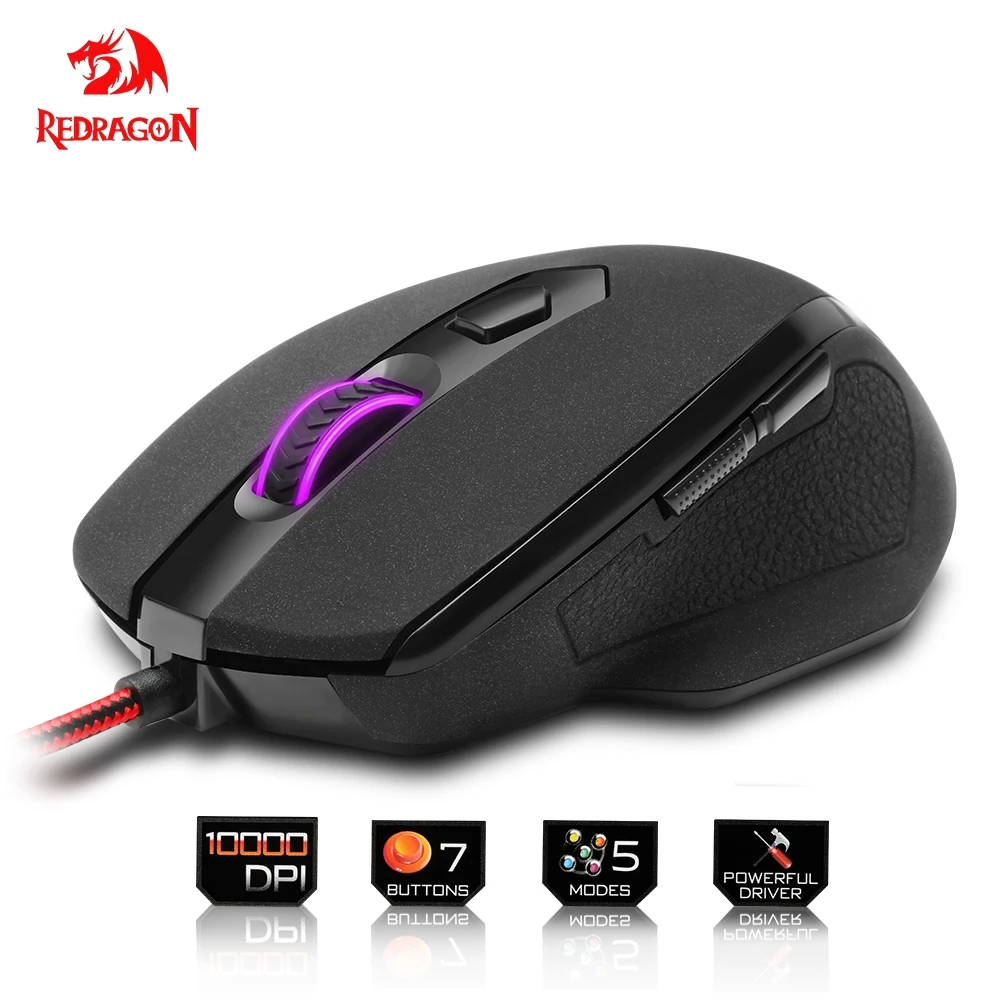 

Redragon USB Gaming Mouse 10000 DPI 7 buttons ergonomic design for desktop computer accessories programmable mice gamer lol PC