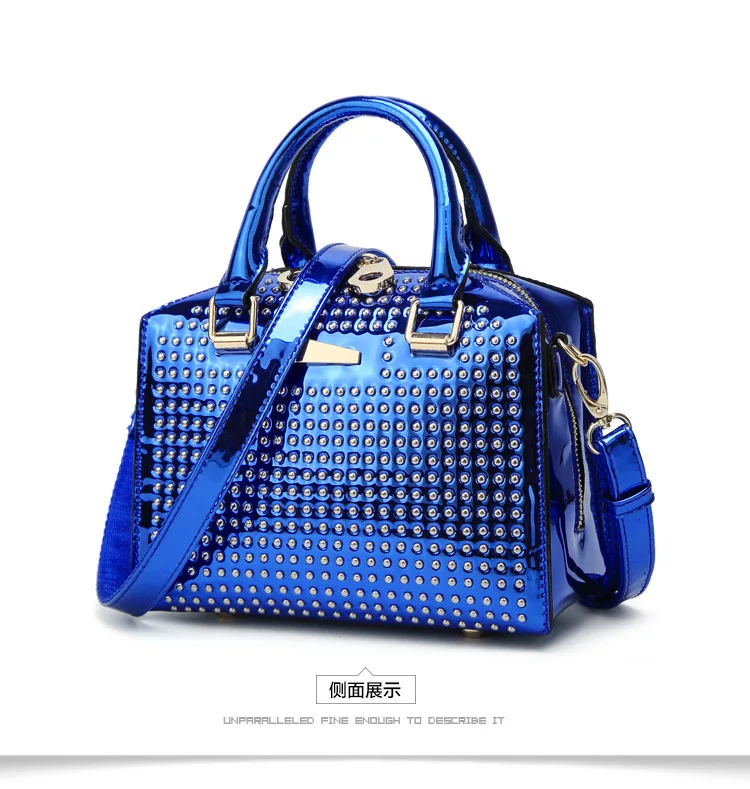 الكلاسيكية براءات الاختراع والجلود برشام حقائب كتف الأزياء وسادة crossbody النساء حقيبة يد أعلى-حقائب بيد