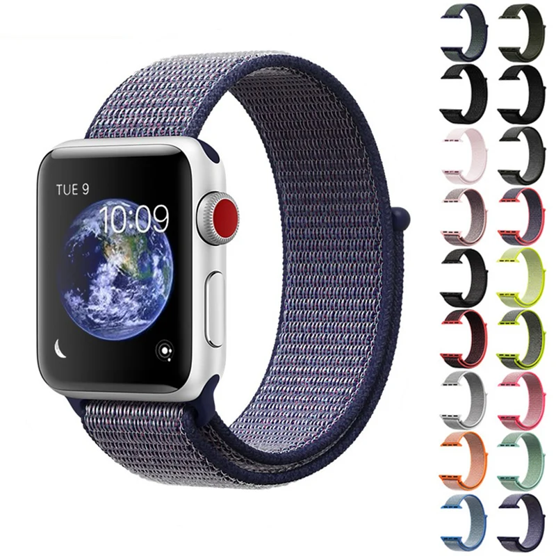 

New Colors Nylon Sport Loop Replacment Band for Apple Watch Series1/2/3/4 Lightweight Soft Breathable Woven Strap 44/40/42/38MM