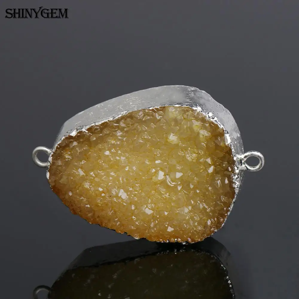 ShinyGem натуральный камень кулон разъем нерегулярные 6 цветов Druzy Кристалл Кулон