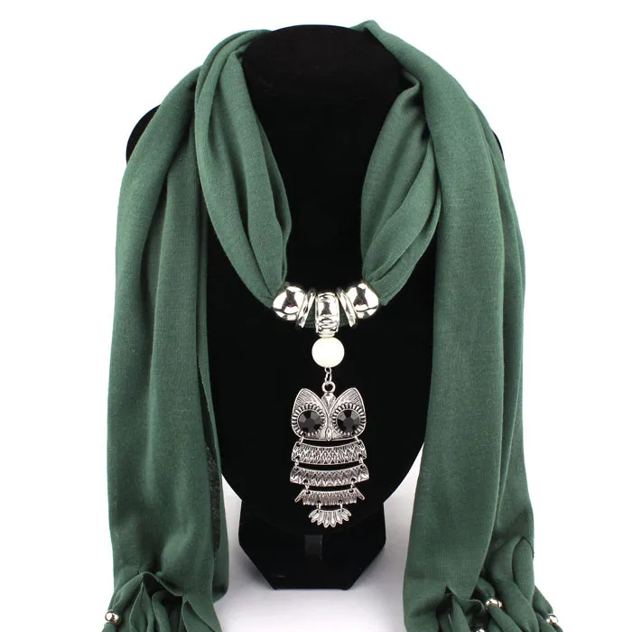 

Autumn Scarf Women Necklace Scarves Luxury Owl Pendant Jewelry Tassels Scarf Winter Ladies Shawl Wraps Pashmina Bandana #LR10