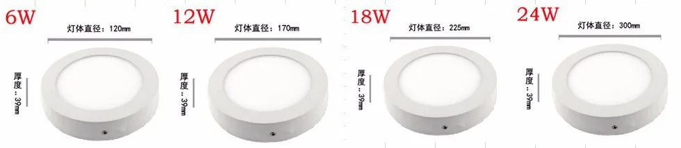 Поверхностная Встроенная светодиодная панель свет кухня потолок лампада 6 Вт 12 Вт 18 Вт 24 Вт Круглый SMD 2835 люстры де Сала 110 В 220 В