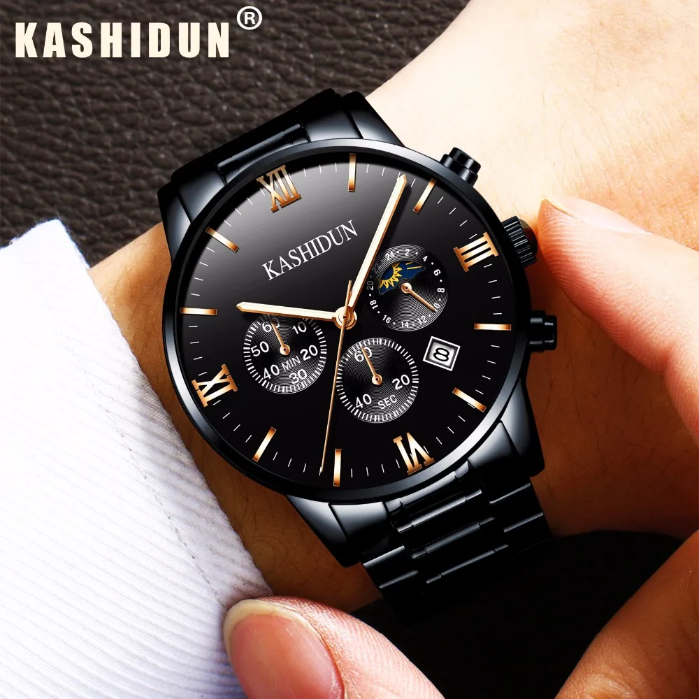 relogio masculino KASHIDUN Men font b Watches b font Top Brand Luxury Fashion Business Quartz font