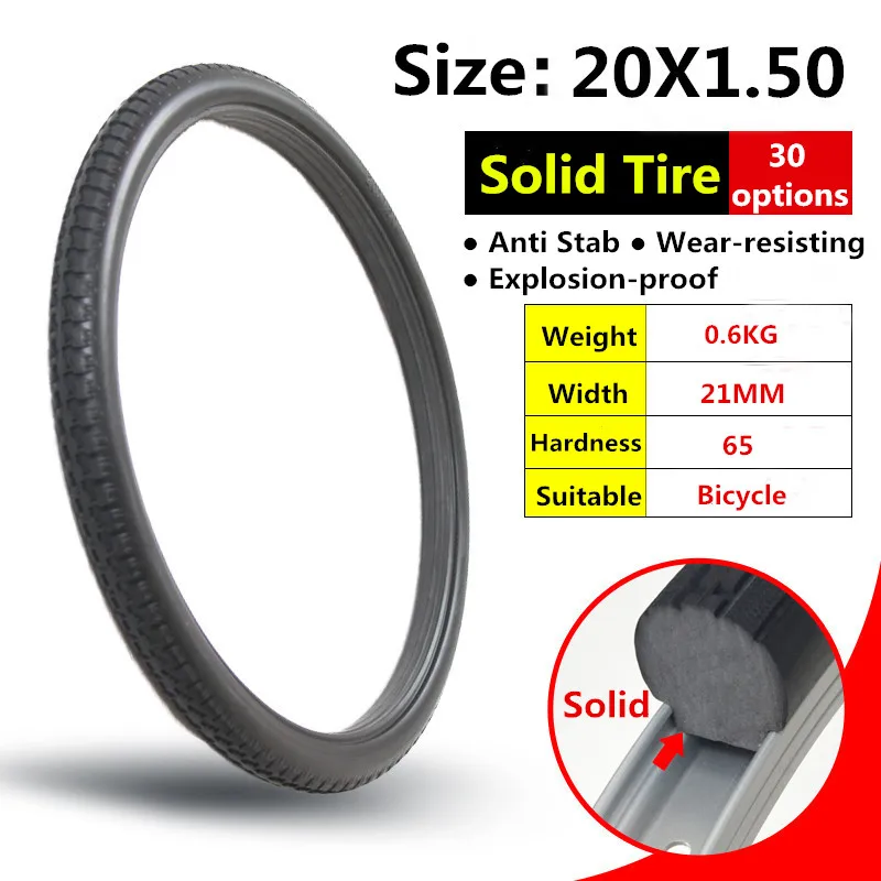 

20*1.5 Bicycle Solid Tire Anti Stab Riding MTB Road Bike 20 x 1.5 Tyre Folding Bicycle Tyres Bike Tyres