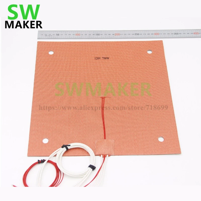 SWMAKER материал из США! CR10 силиконовый Нагреватель Pad 310x310 мм для BLV MGN Cube, Creality CR-10 3D картридж для принтера w/винтовые отверстия, датчик