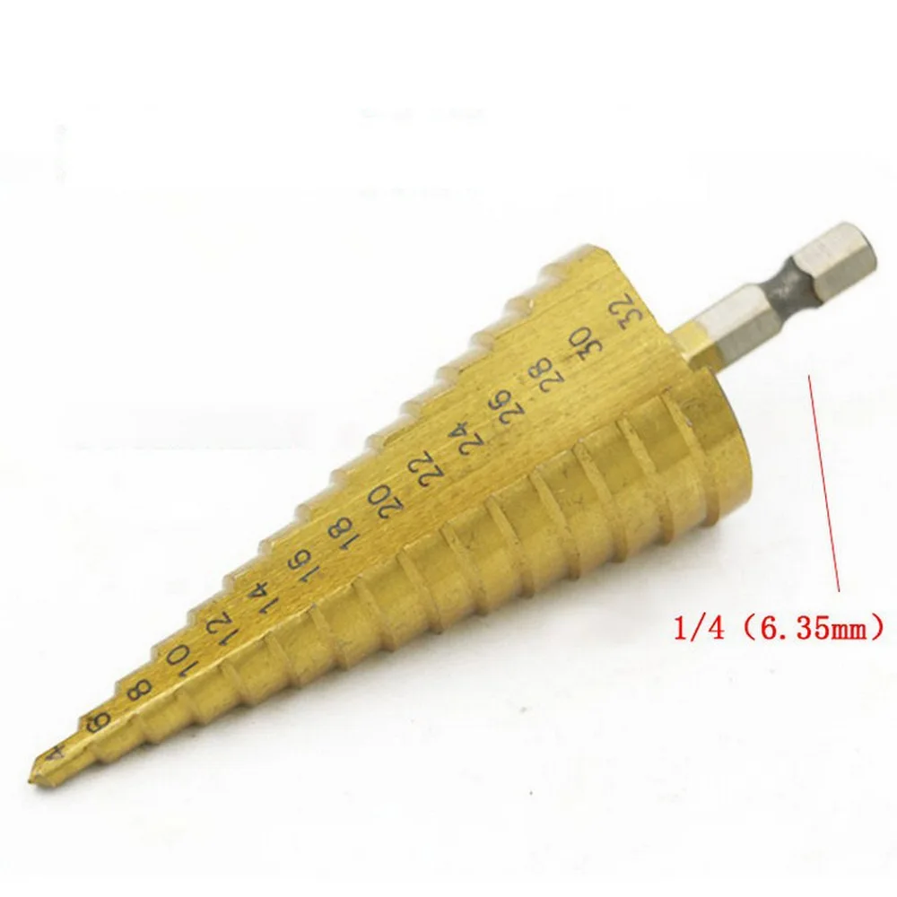 

Hex Titanium Step Cone Drill Bit Hole Cutter 4-32MM HSS 4241 For Sheet Metal Hole Cutter Drill Bits