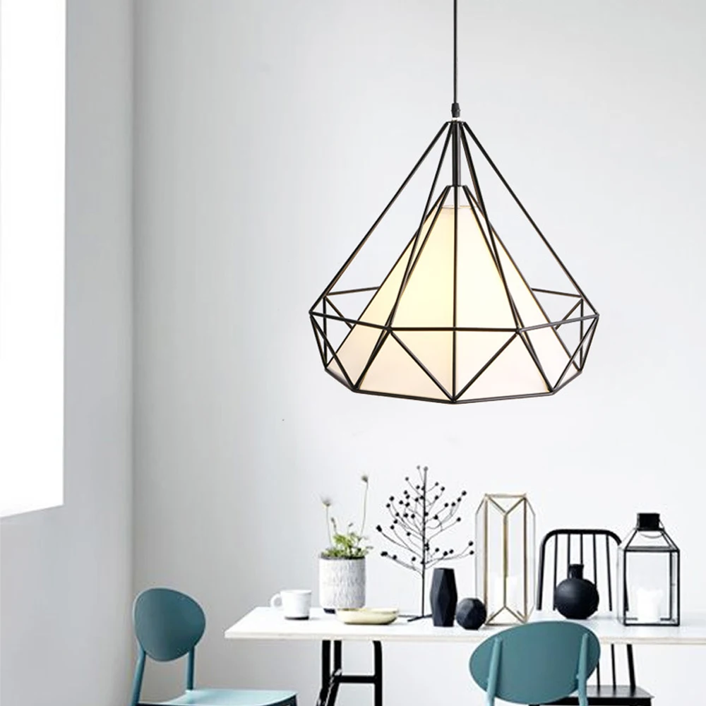 

YWXLight Modern Pendant Light LED Creative Diamond Birdcage Hanging Lamp E27 LED Lamp for Living room Bedroom Dining Room