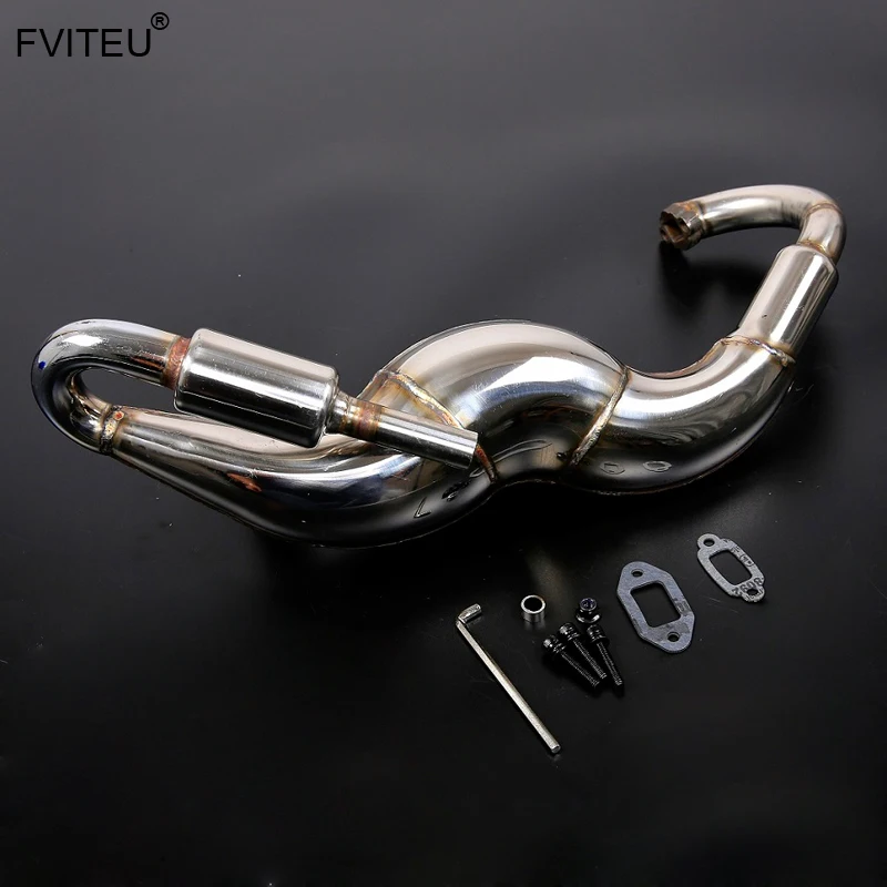 

FVITEU Stainless Steel Exhaust Pipe Tuned Pipe set for 1/5 HPI Baja 5B SS 5T 5SC Rovan King Motor