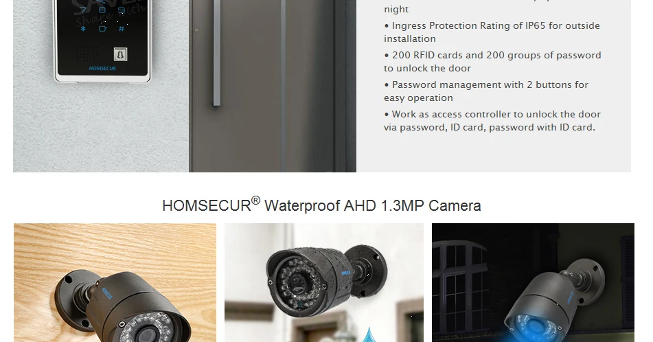 Homsur 7 "проводной видео и аудио Smart дверные звонки 1.3MP пароль доступа для квартиры BC081HD + BM702HD-S