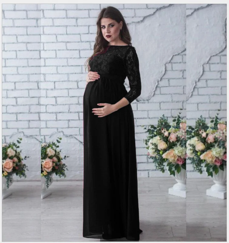 Кружевное женское платье для беременных реквизит для фотосессии платье для фотосессии с длинными рукавами платье макси для беременных