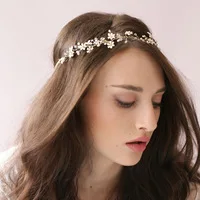 Bride Gold Crystal Flowers Hairbands Wedding Hair Accessories Bridal Headpiece Rhinestone Free Shipping Head Jewelry