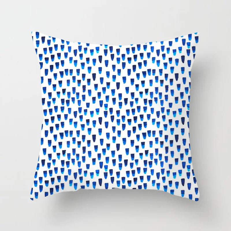 Blue Abstract Design Printed Cushion Covers 45x45cm - Creative Home/Office Sofa Waist Pillow Covers - Polyester Linen Pillowcase image 4