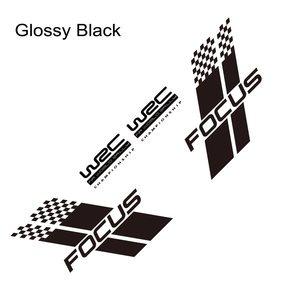 Наклейка для автомобиля с обеих сторон, стильный авто гоночный спортивный стиль, виниловая пленка для Ford Focus 2 3 MK2 MK3, аксессуары для тюнинга автомобиля - Название цвета: Glossy Black