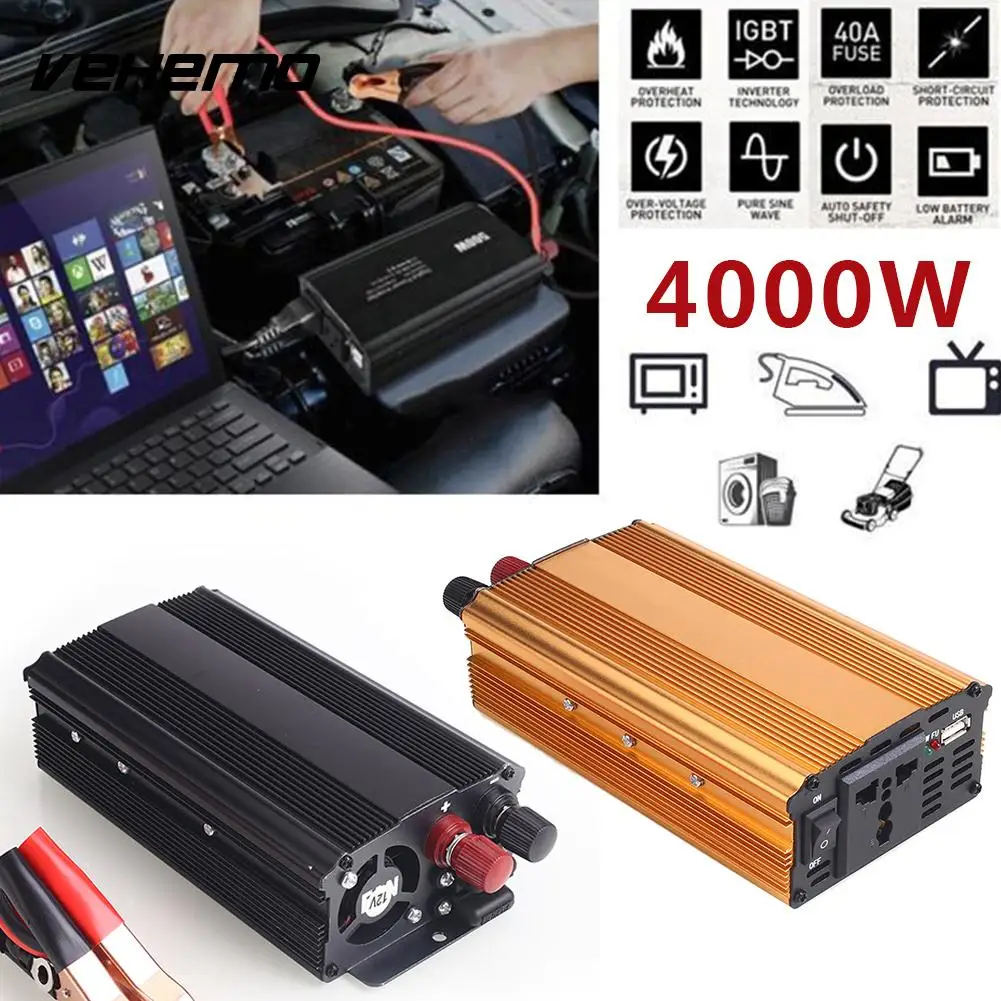 

Vehemo 1000W DC12V To AC220V Converter Car Inverter Electronics Car Power Inverter Vehicles Truck Portable Automobile