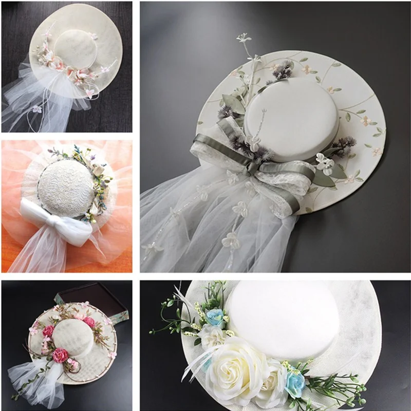 

Bridal Tulle Net Hats White Flower Dreamlike Wedding Hats Bridal Fascinator Cocktail Wedding Party Church Wedding Accessories