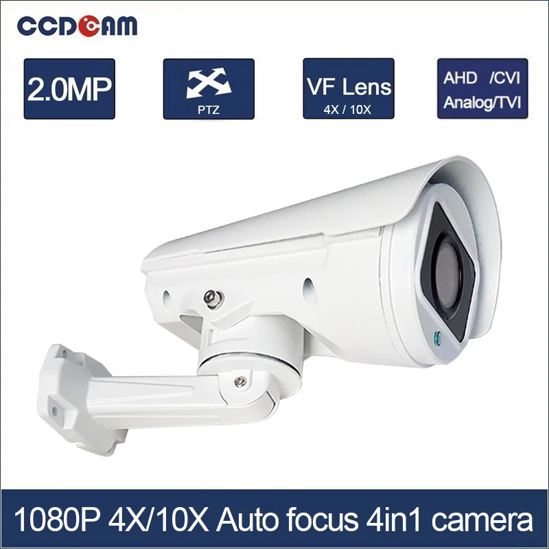 

CCDCAM 4in1 AHD CVI TVI CVBS 2MP Bullet CCTV PTZ Camera 1080P 4x/10x Optical Zoom Outdoor Weatherproof, Night Vision IR 30M