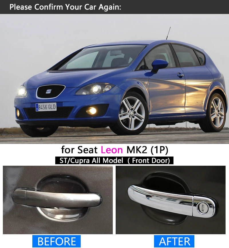Хромированная накладка на дверную ручку автомобиля для Seat Leon MK2 2005 2006 2007 2008 2009 2010
