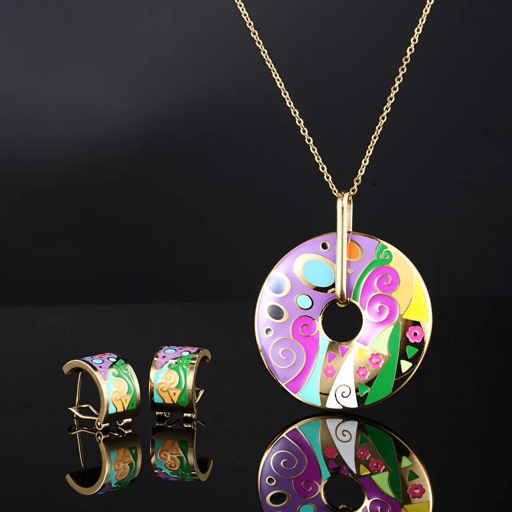 

RainSo Enamel Necklace Christmas Gifts for Women Vintage Elegant Colorful Flower Gold color Enamel Jewellery Necklace