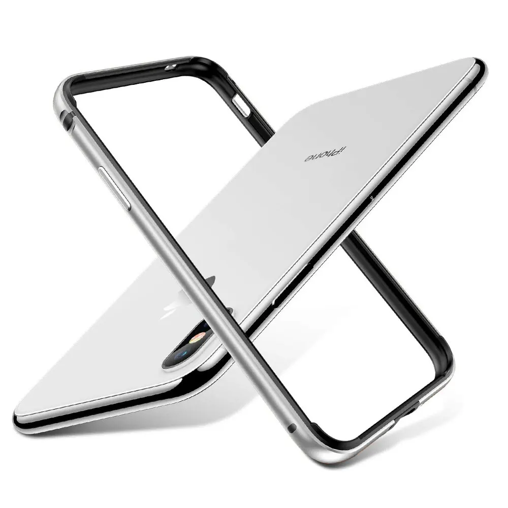 Чехол-бампер Ascromy для iPhone XS Max, Алюминиевый металлический защитный силиконовый чехол-рамка для iPhone X S XR, блестящие роскошные аксессуары - Цвет: Серебристый
