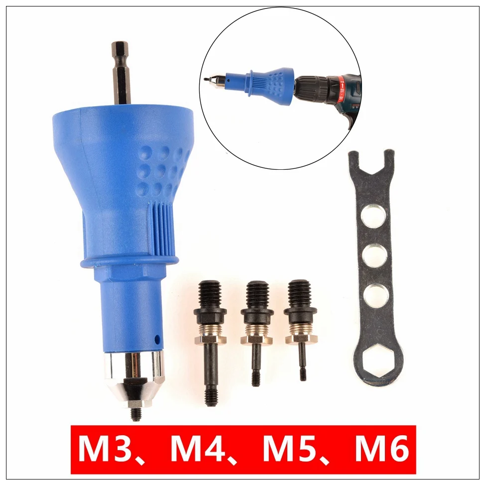 MXITA электрические заклепки гайки пистолеты M3 M4 M5 M6 M8 M10 беспроводные гайки клепальщик пистолет дрель адаптер заклепки гайка инструмент электрические гайки клепальщик - Цвет: M3 M4 M5 M6